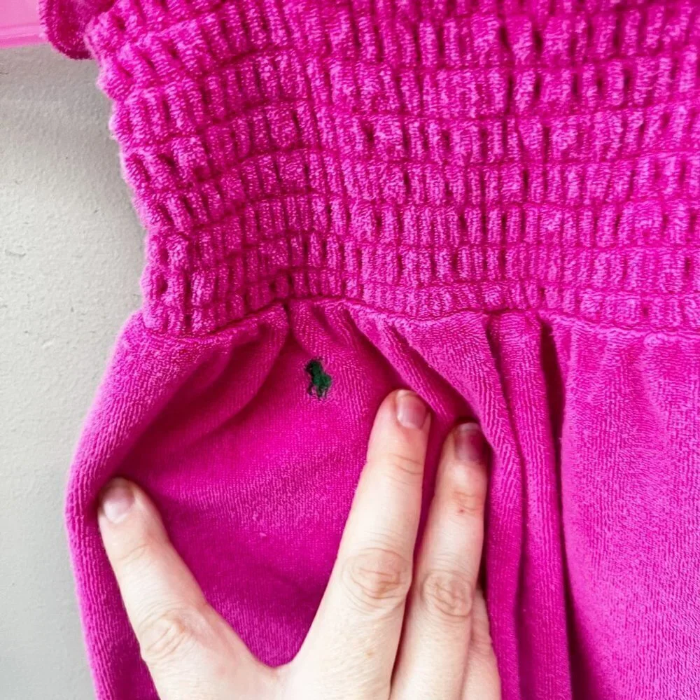 Ralph Lauren Hot Pink Terry Smocked Romper/Jumpsuit- Size 12‎ months